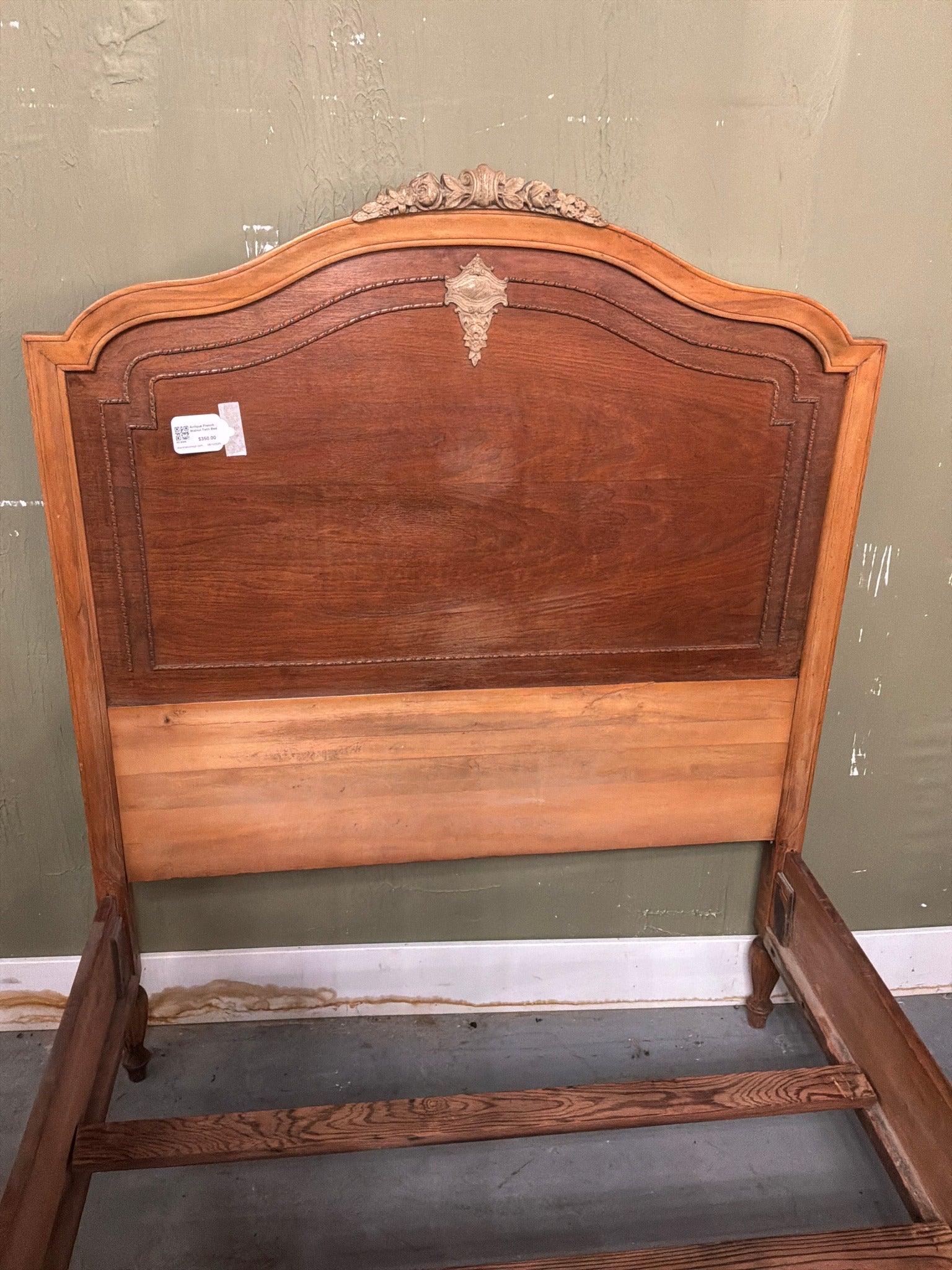 Antique French Walnut Twin Bed
