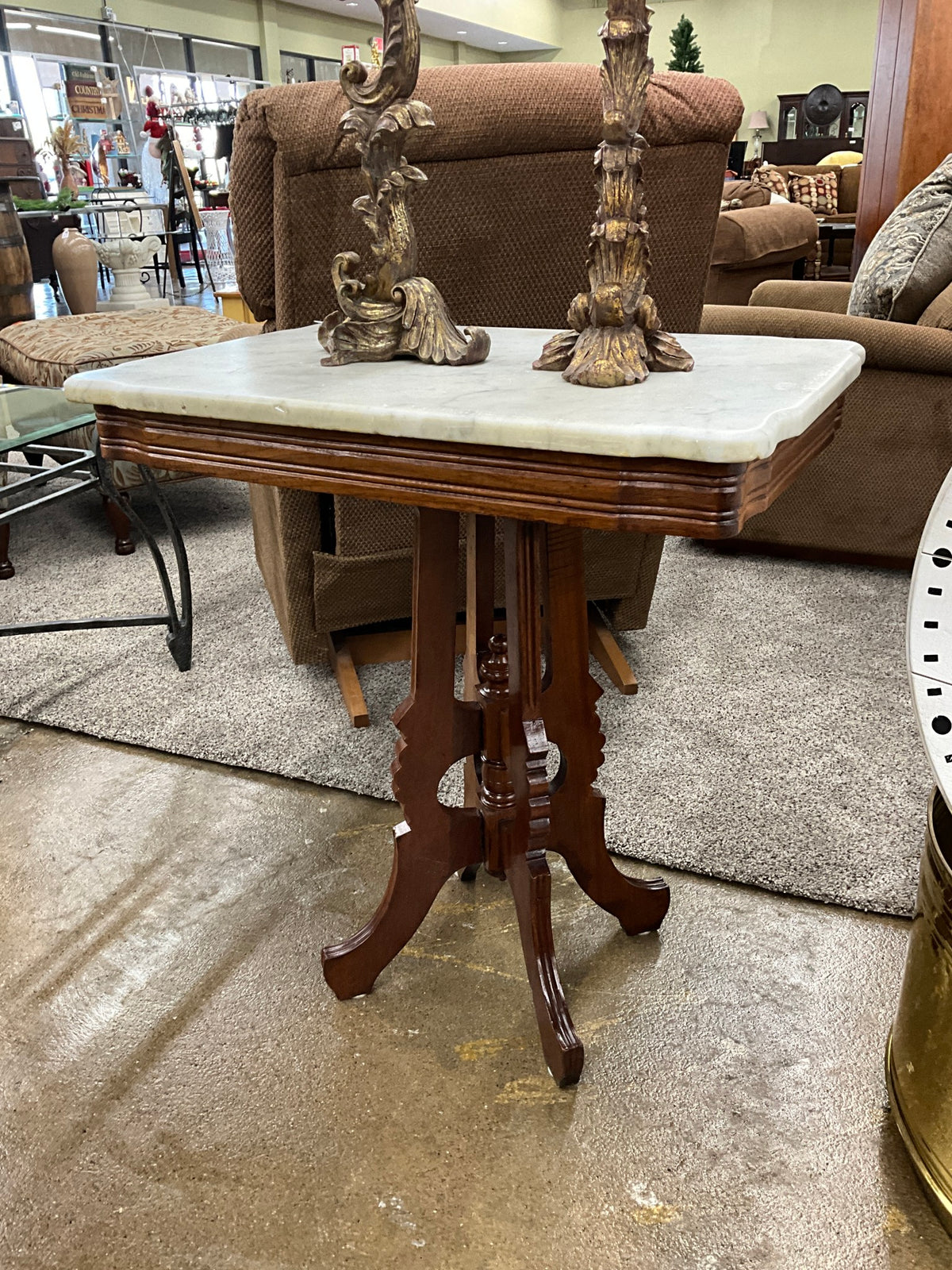 Wood Table w/ Marble
