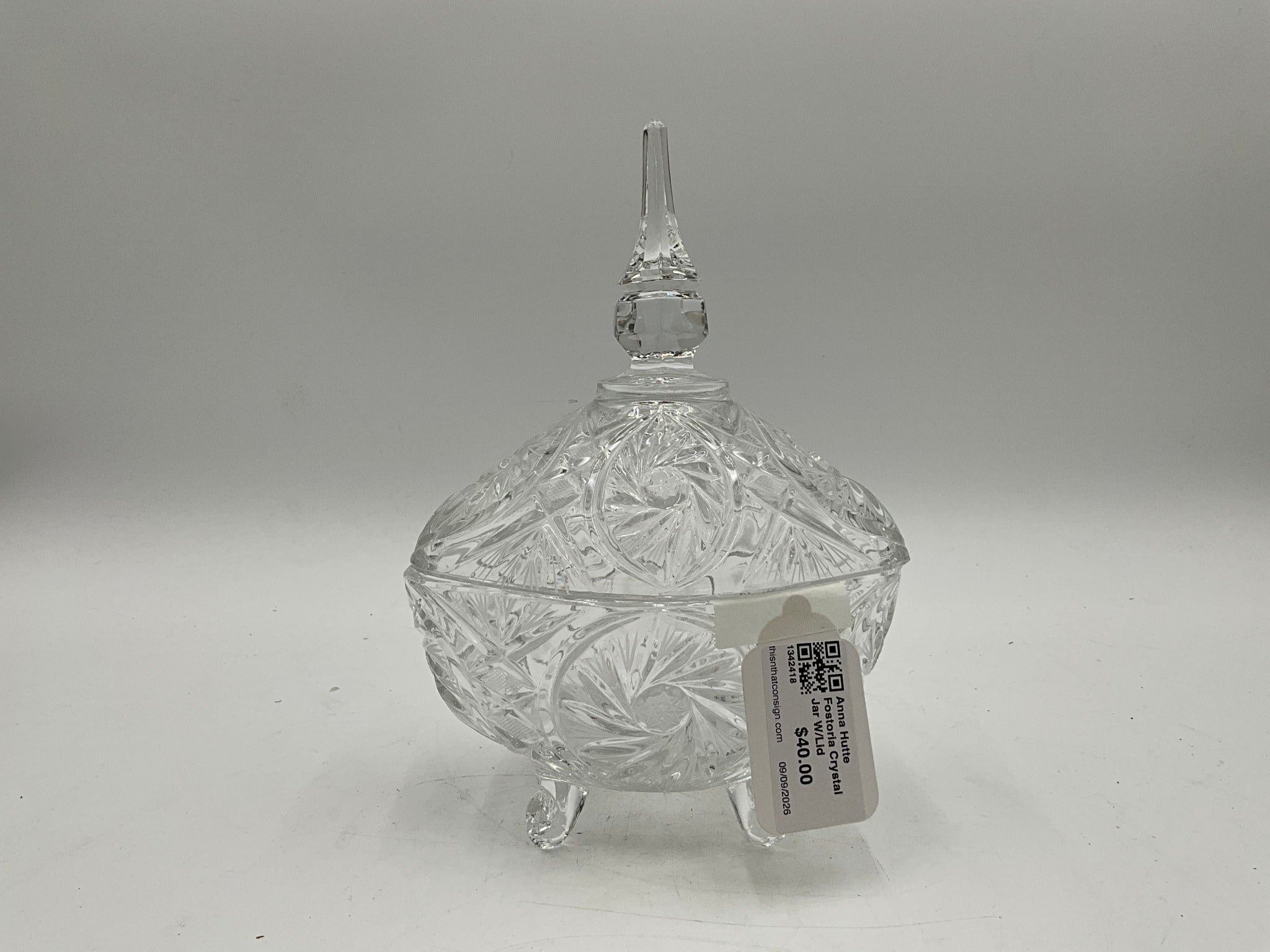 Anna Hutte Fostoria Crystal Jar W/Lid