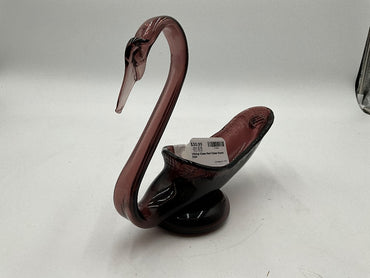 Viking Glass Red Glass Swan Dish