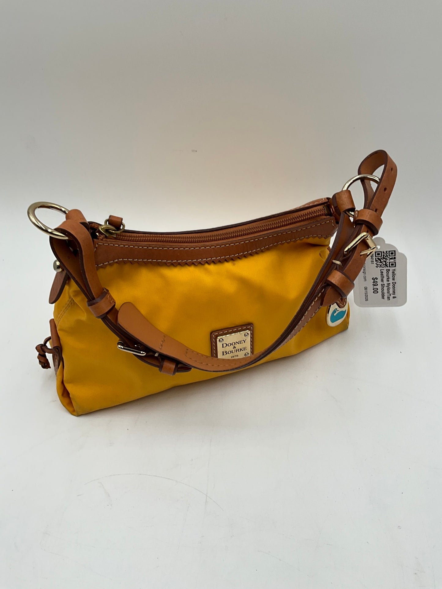 Yellow Dooney & Bourke Nylon/Tan Leather Shoulder Bag