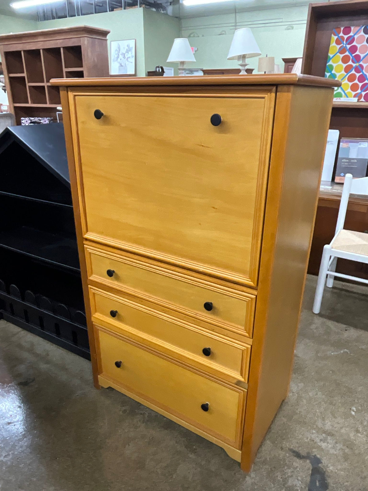 Drop Front Honey Wood Desk