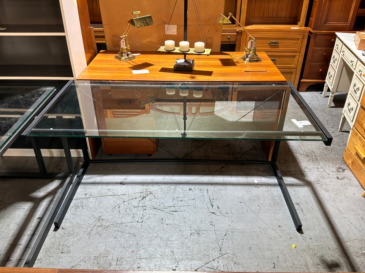 Lg. Glass/ Black Metal Desk