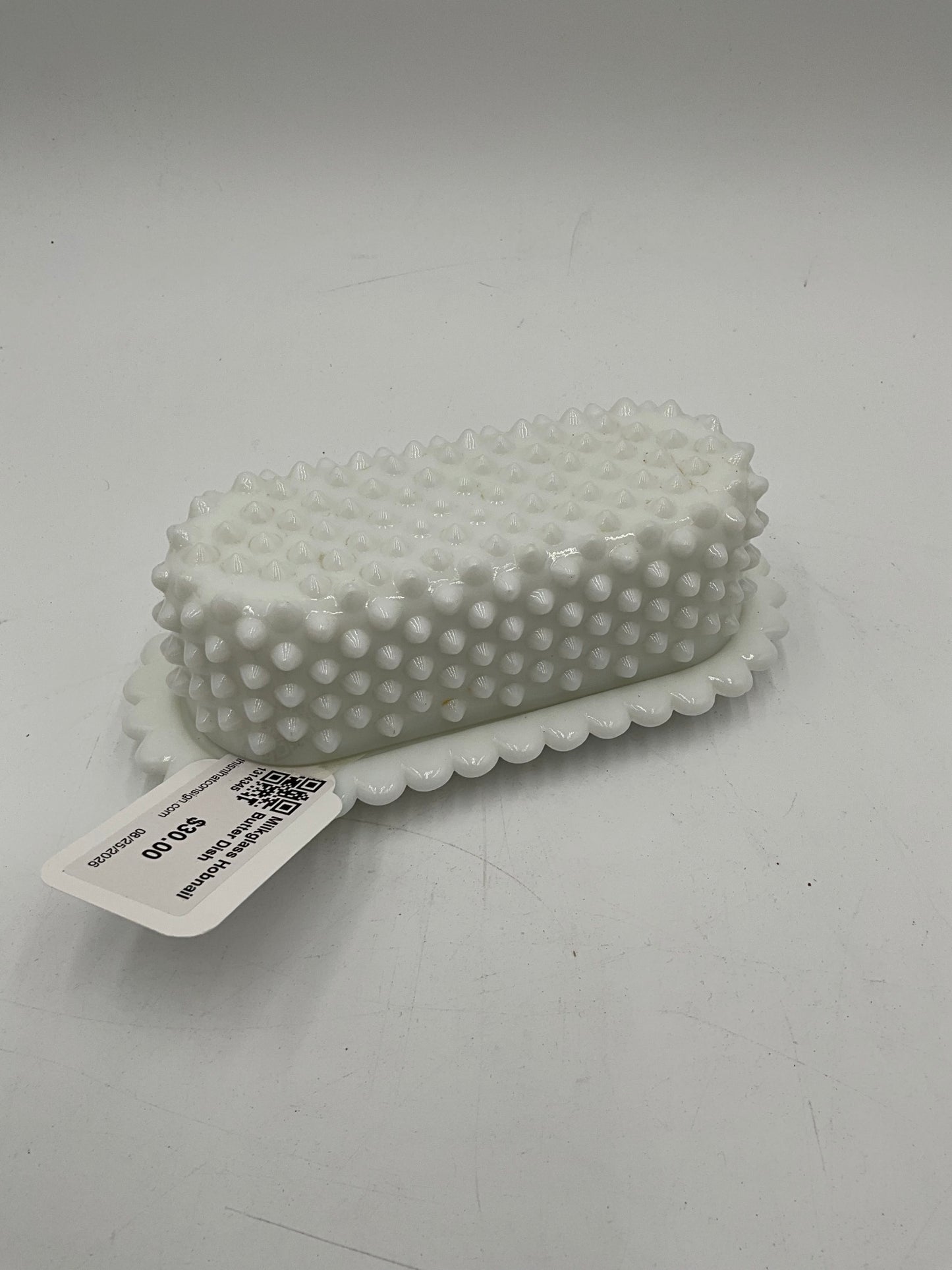 Milkglass Hobnail Butter Dish