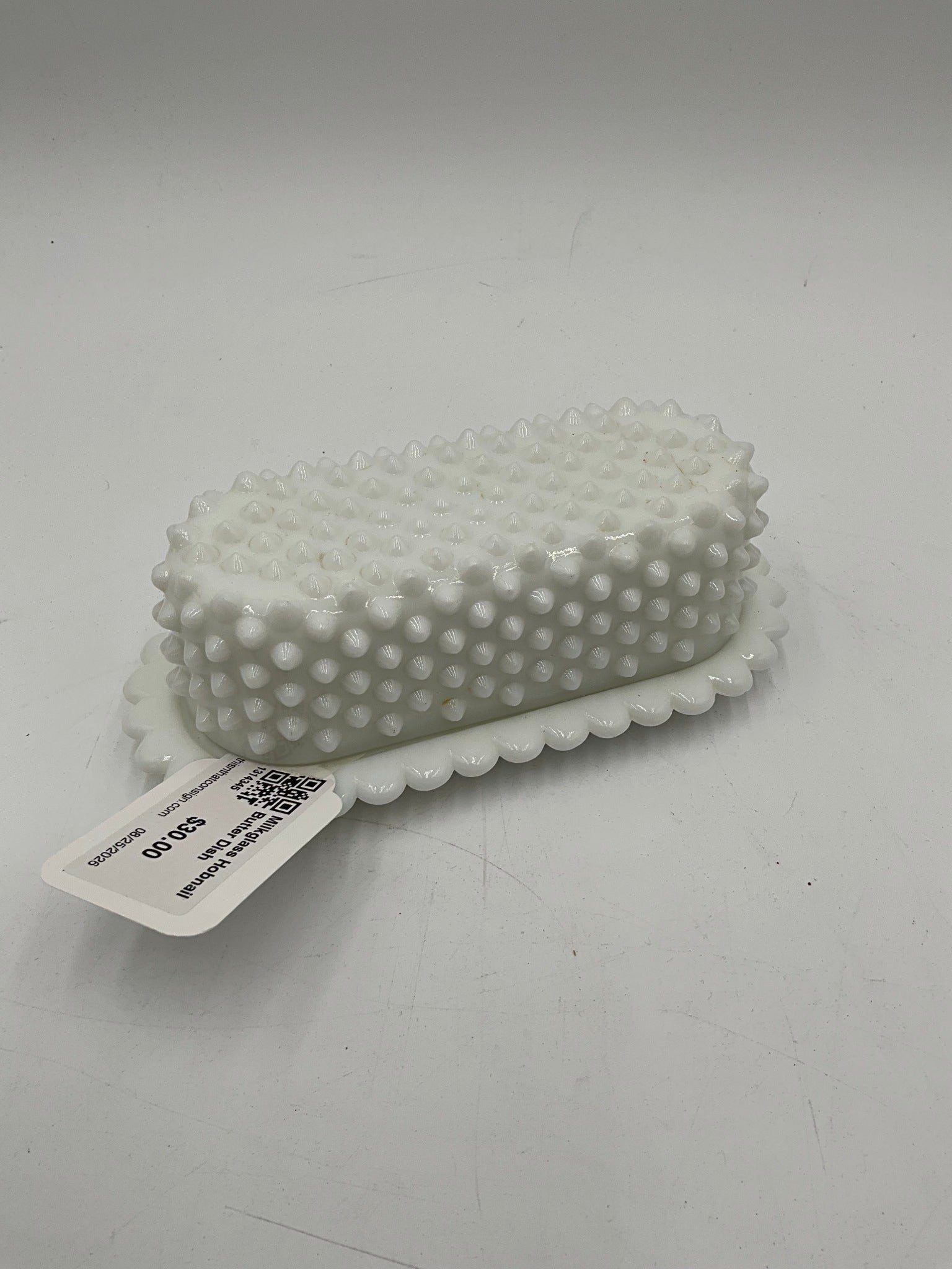 Milkglass Hobnail Butter Dish