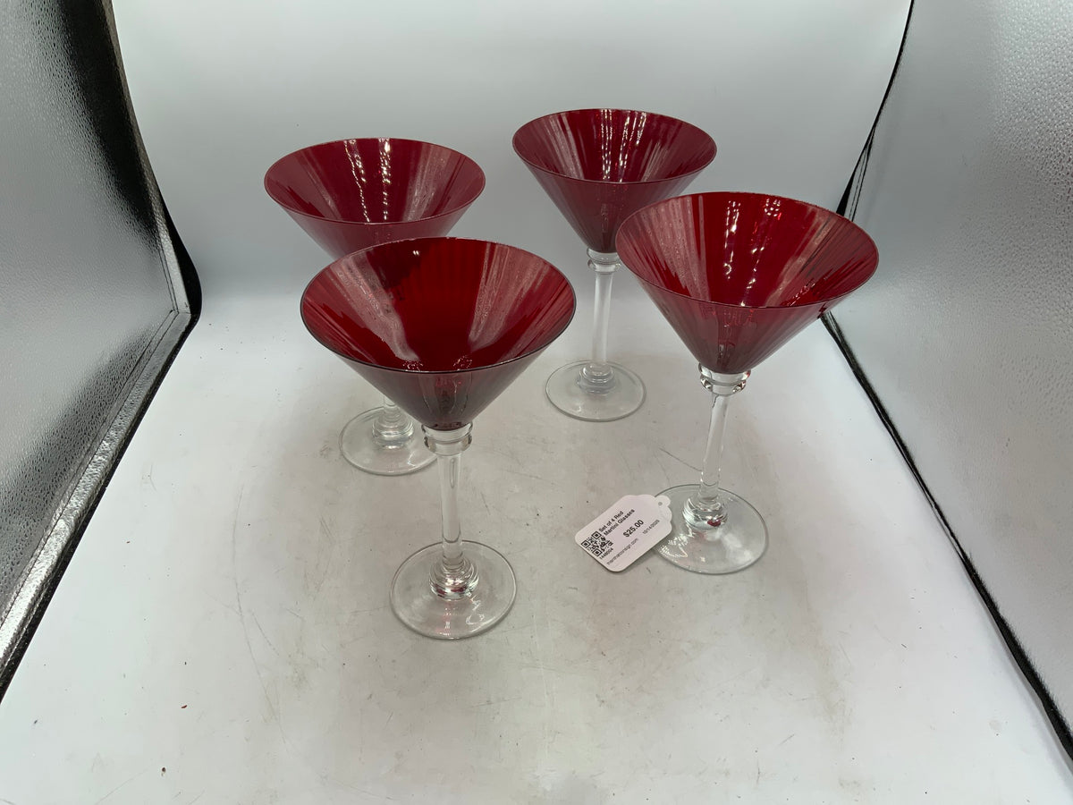Set of 4 Red Martini Glasses