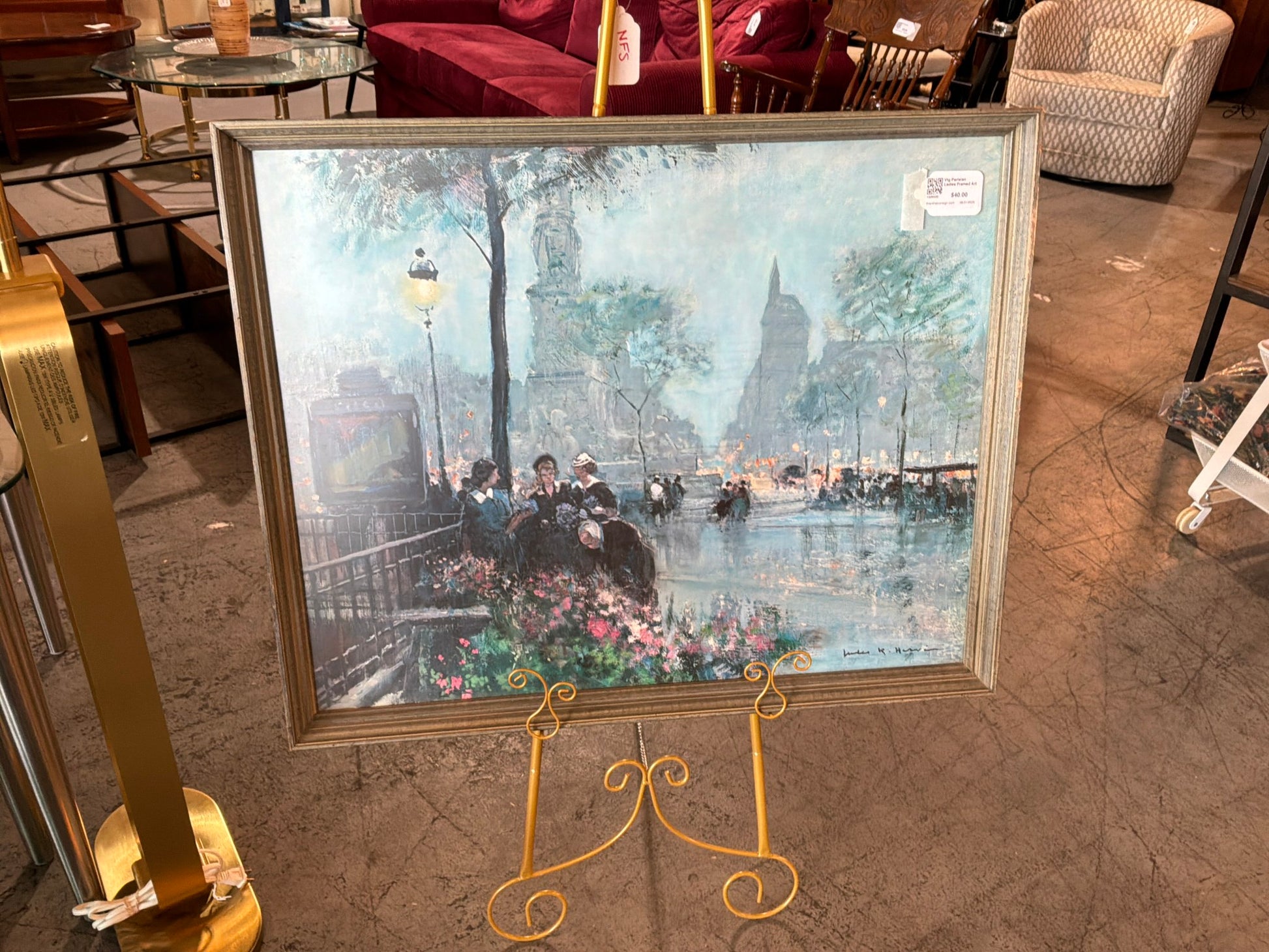 Vtg Parisian Ladies Framed Art