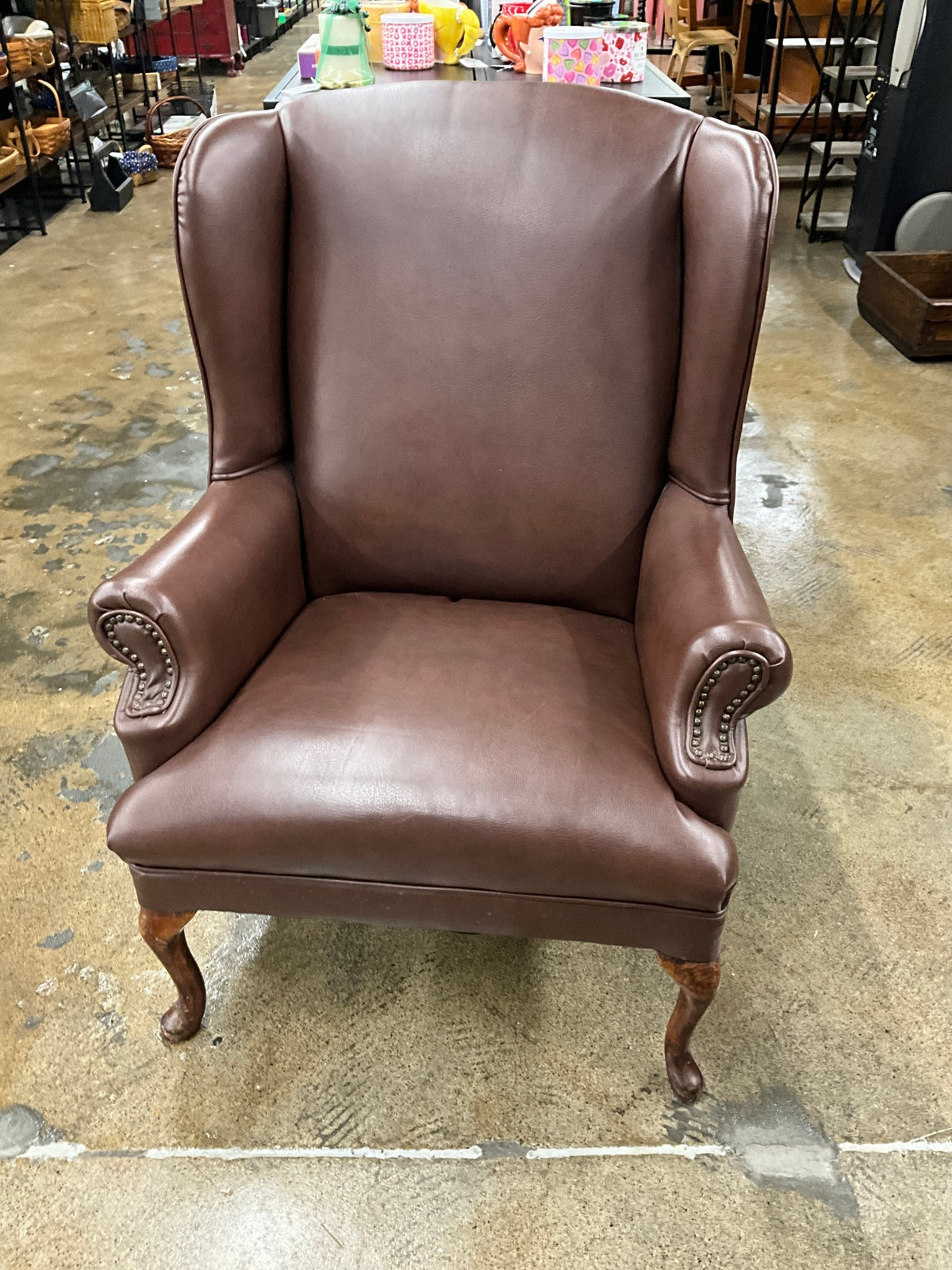 Brown Studded Wingback