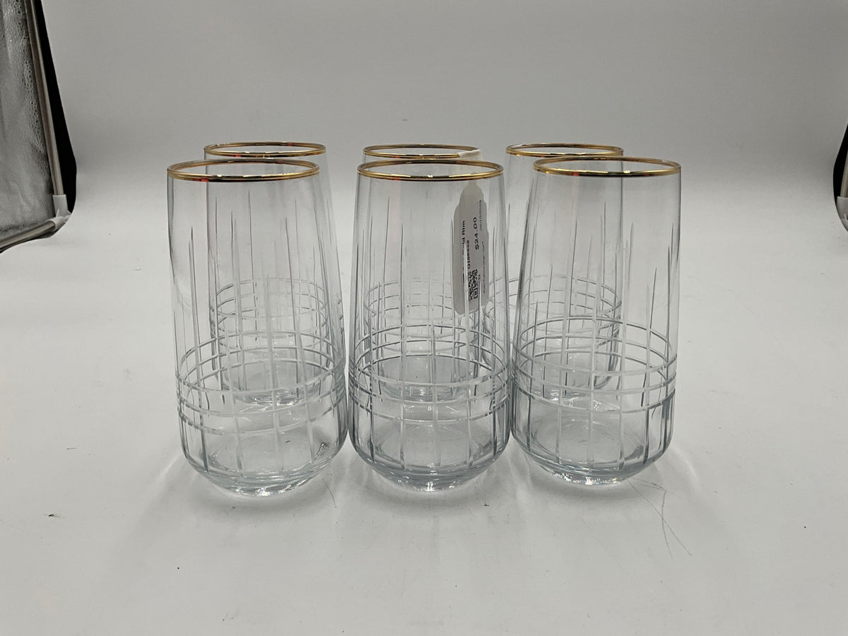6pc Gold Rim Glasses
