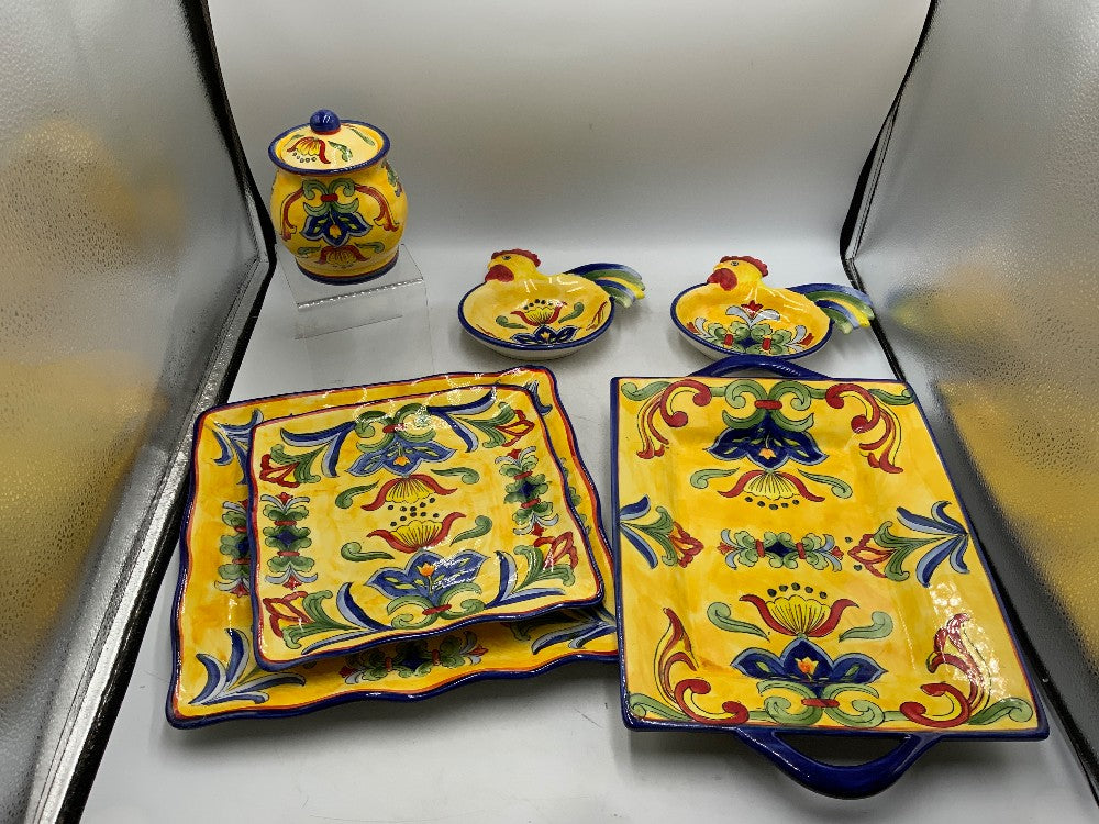 Yellow / Blue Talavera 6pc Dish Set