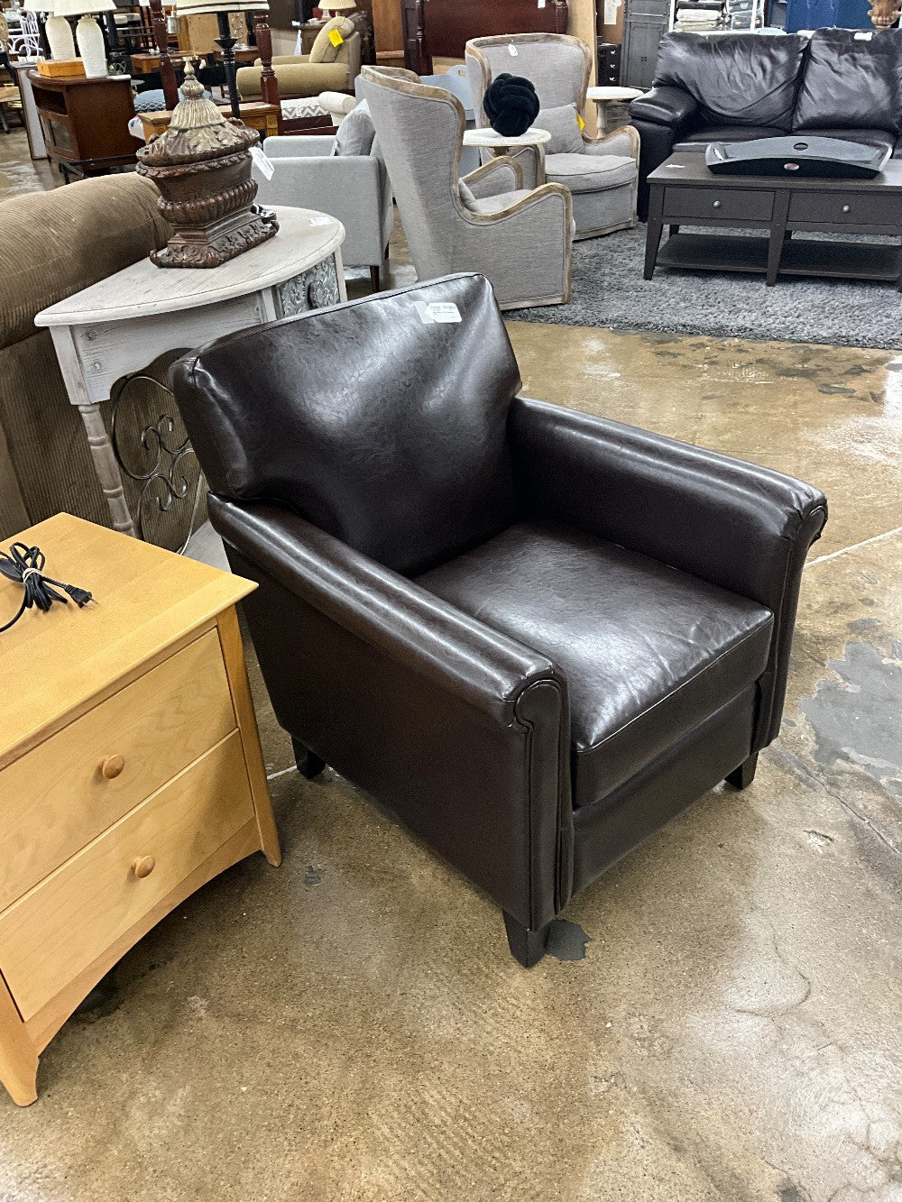 Dark Brown Faux Leather Chair