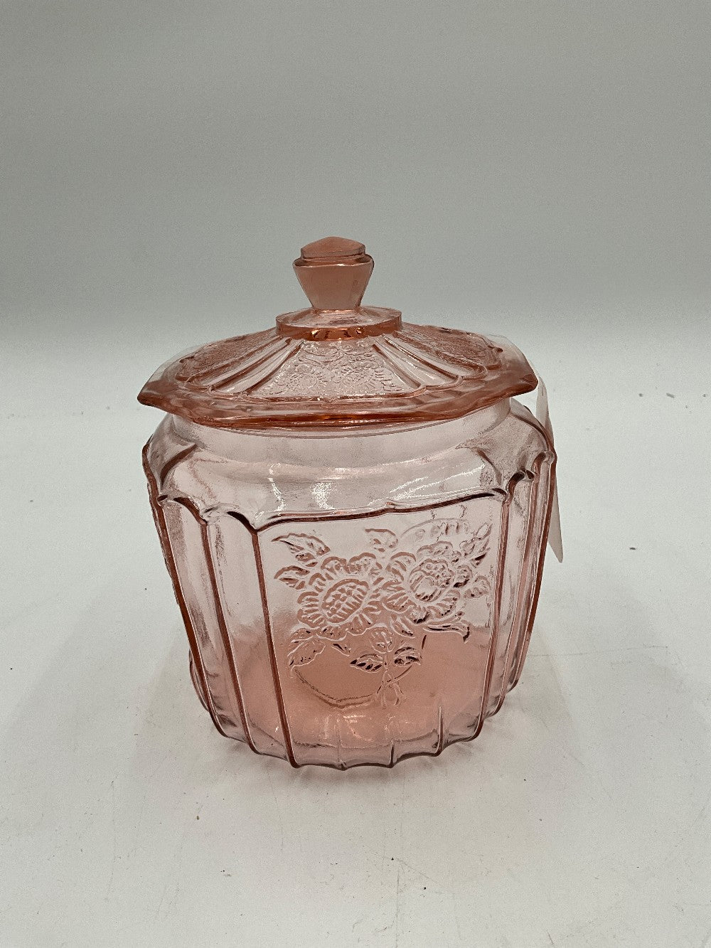 Anchor Hocking Pink Depression Glass Jar & Lid