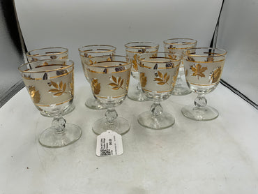Set of 8 Libbey Golden Foliage Glasses