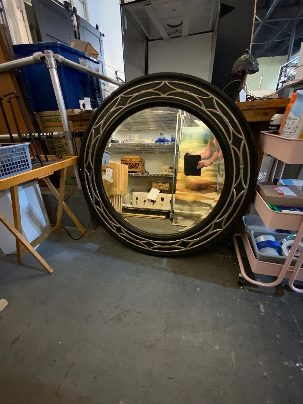 XL Frontgate Round Black Mirror
