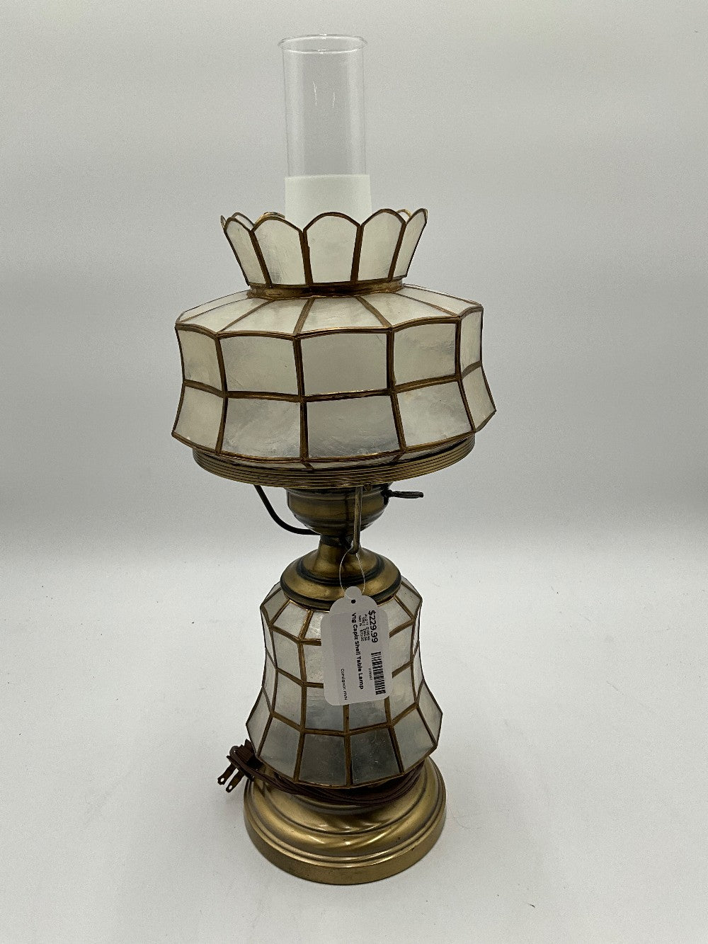 Vtg Capiz Shell Table Lamp