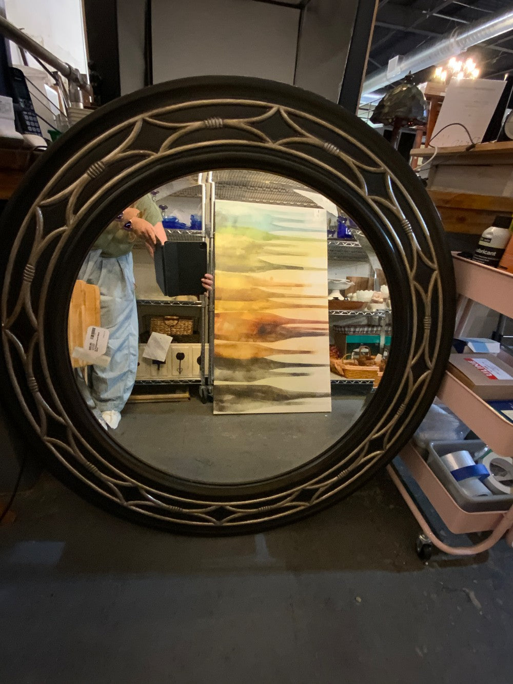 XL Frontgate Round Black Mirror