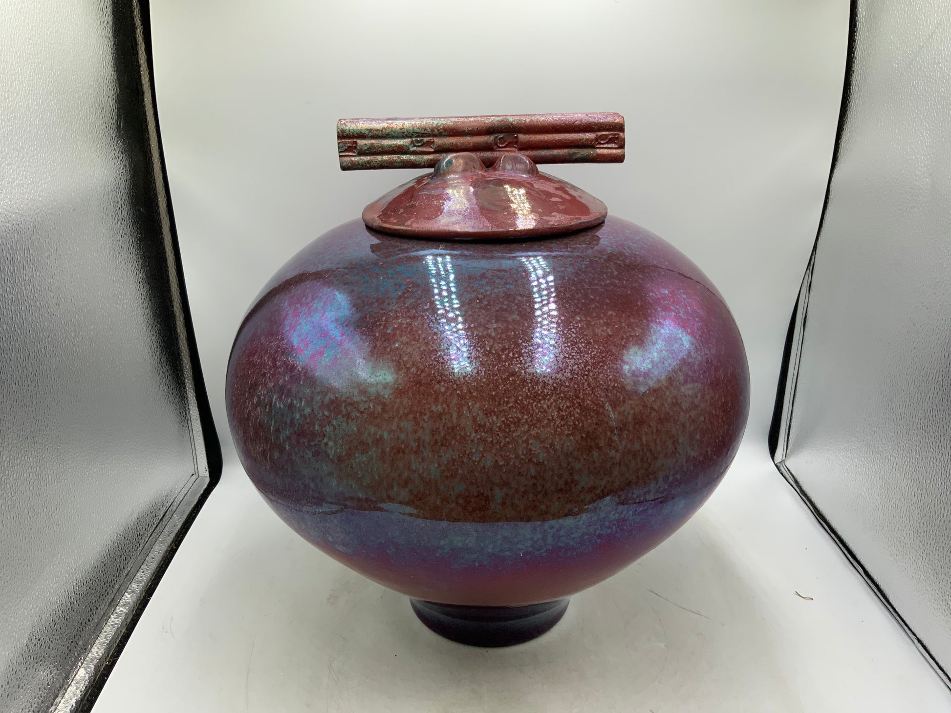 Raku Studio XL Pottery Signed Mark Hines