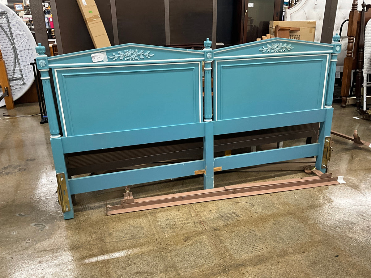 Blue King Bed with Bed Frame