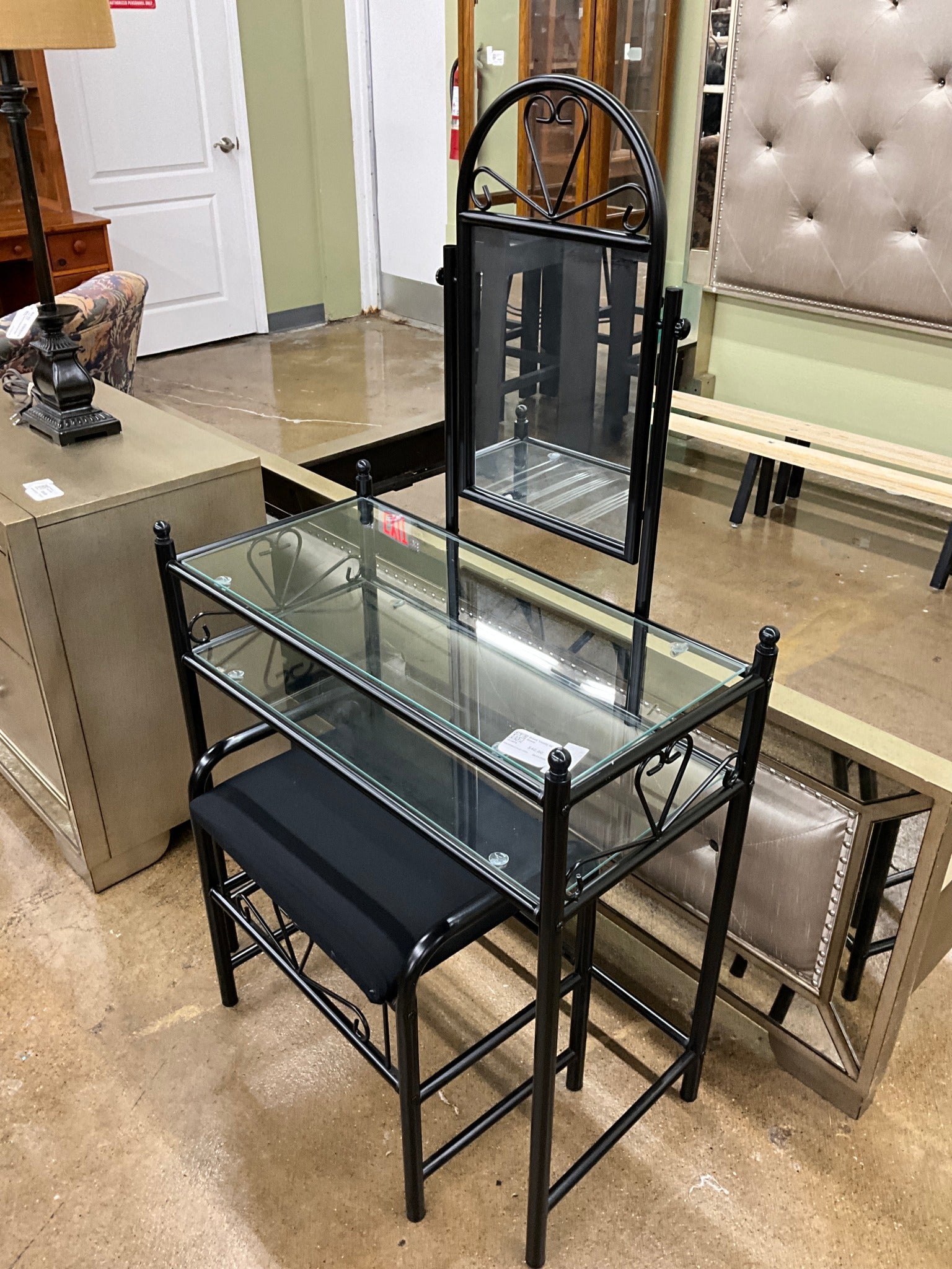 Black Vanity w/ Stool