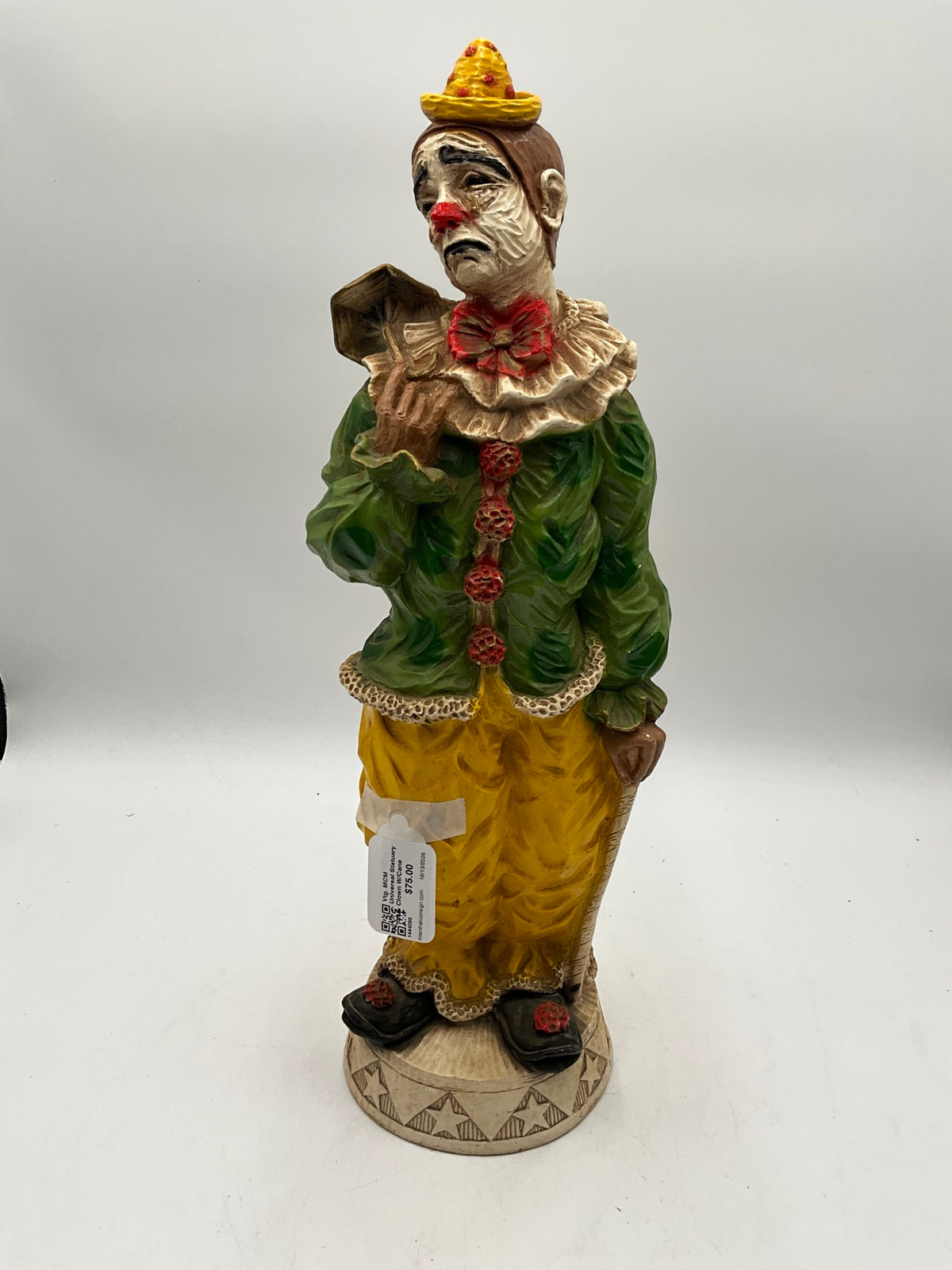 Vtg. MCM Universal Statuary Clown W/Cane