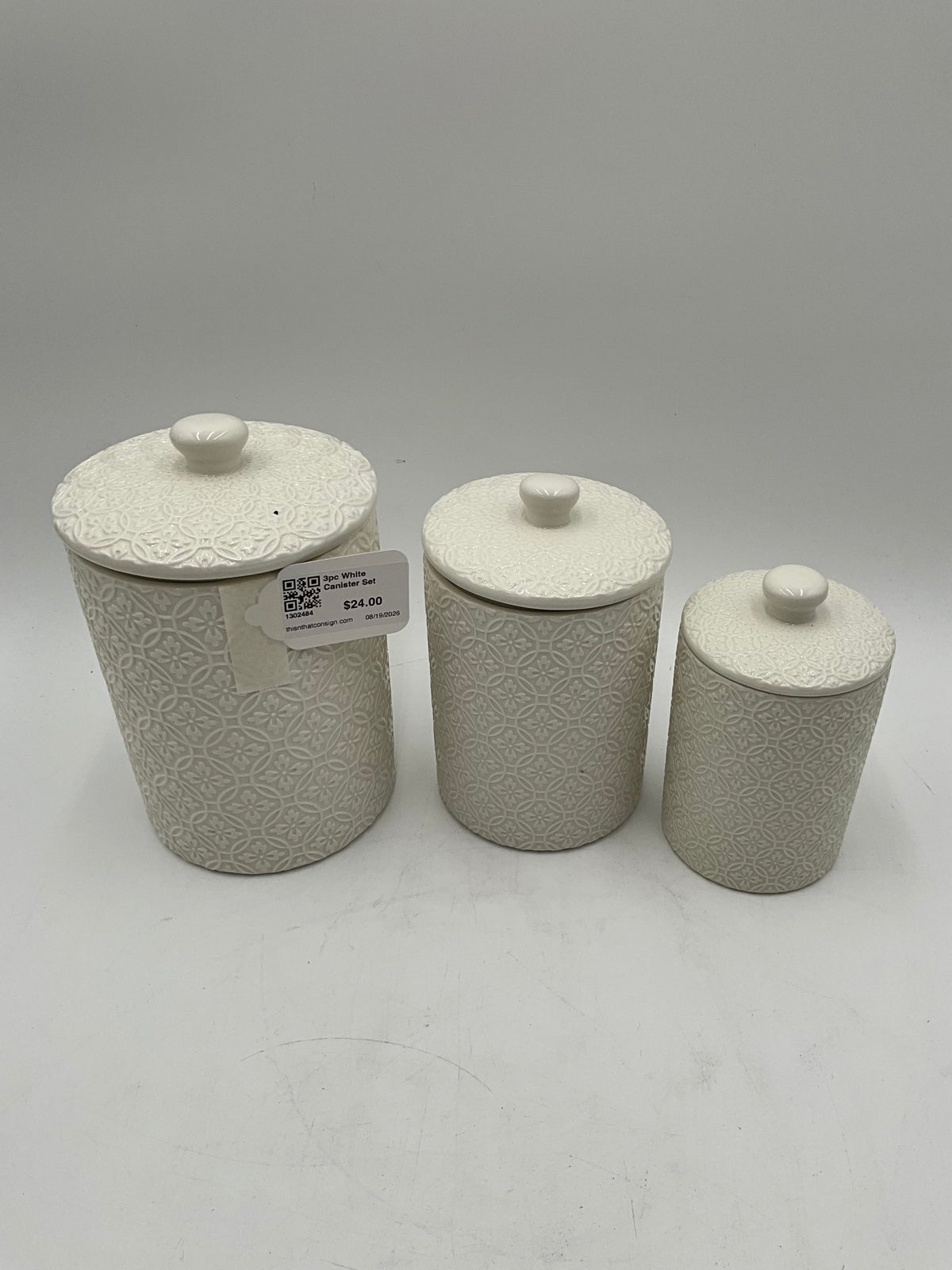 3pc White Canister Set