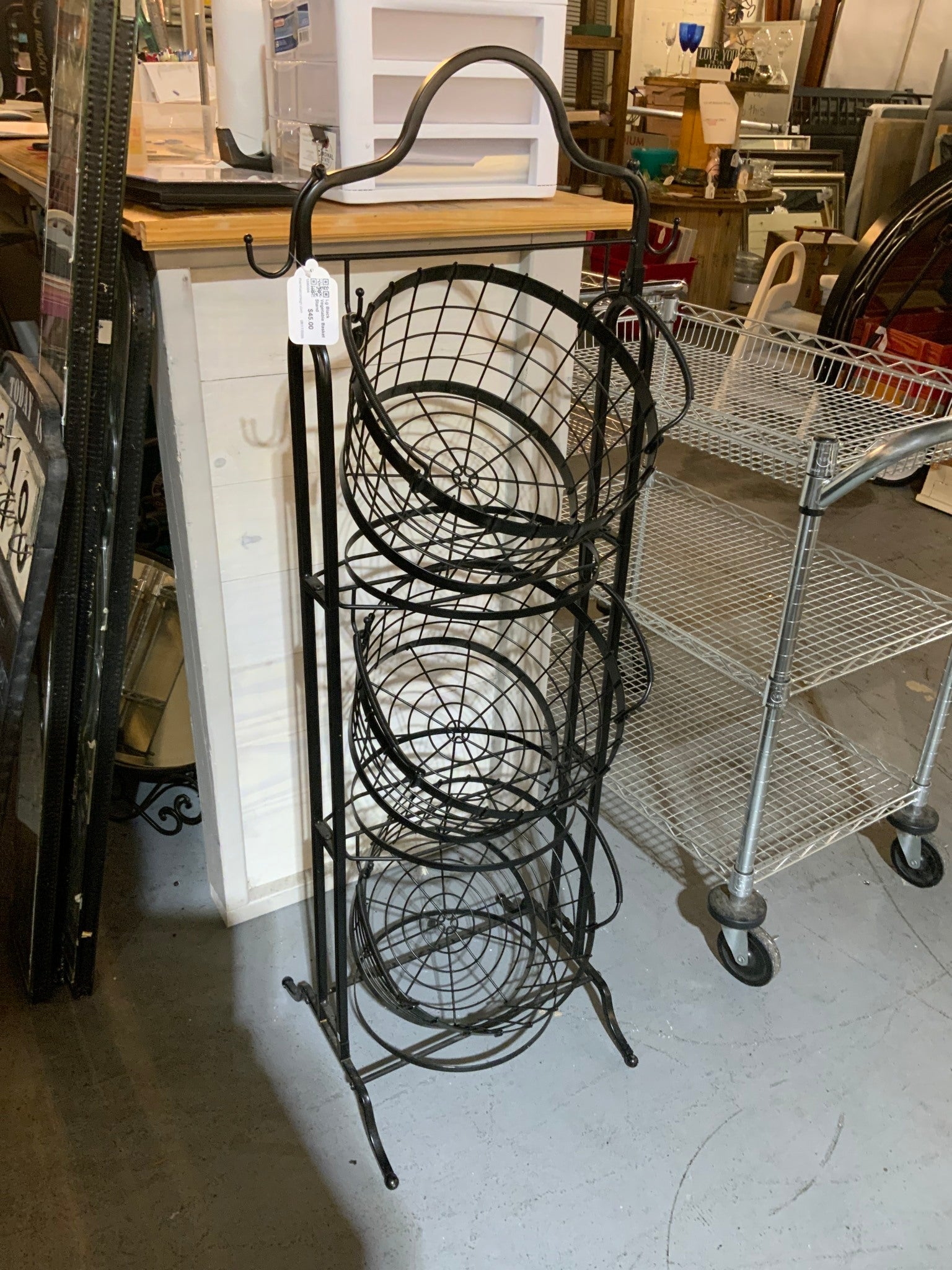 Lg Black Vegetable Basket Stand