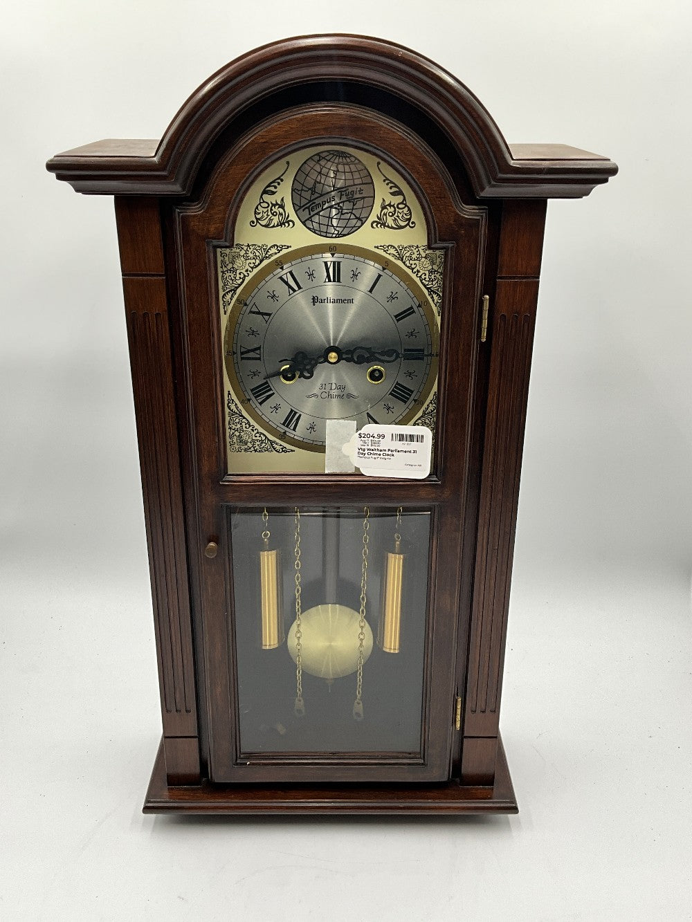Vtg Waltham Parliament 31 Day Chime Clock