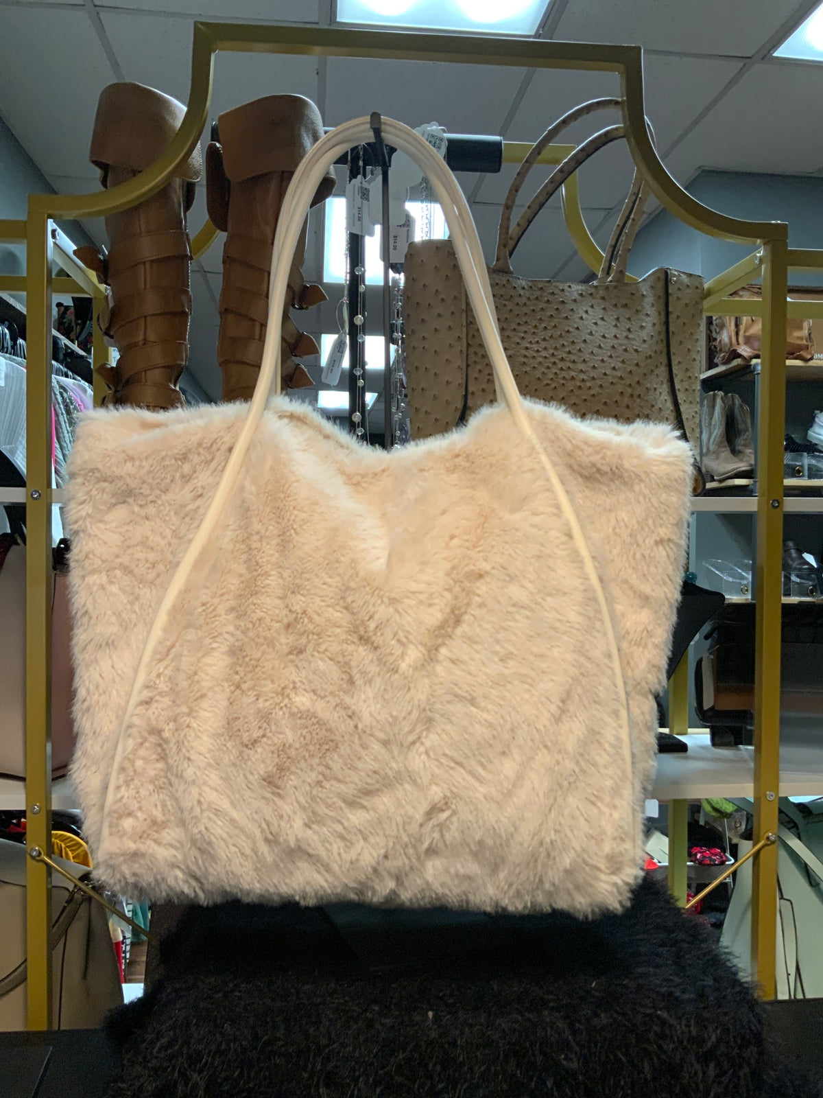 Fluffy White Vic Secret Tote