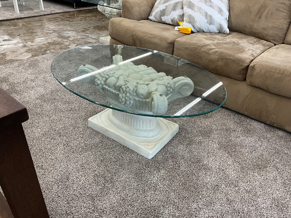 Oval Pedestal End Table