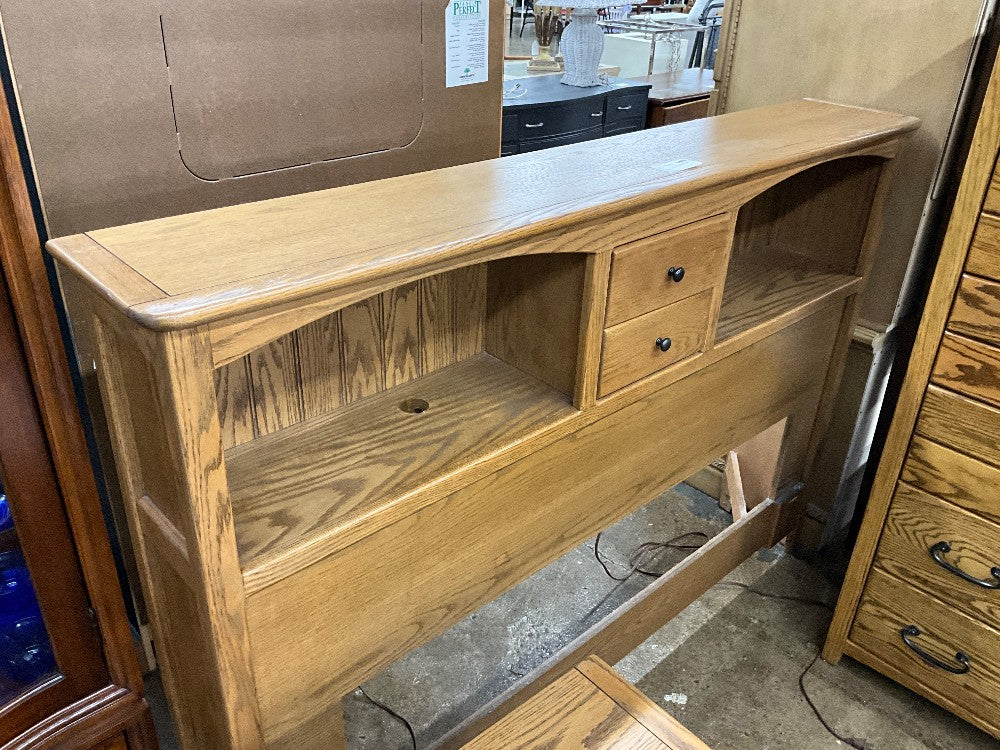 Oak Queen Head Board & Metal Frame