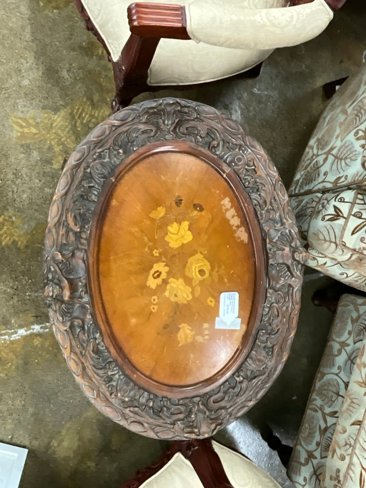 Vintage Carved Wood Accent Table