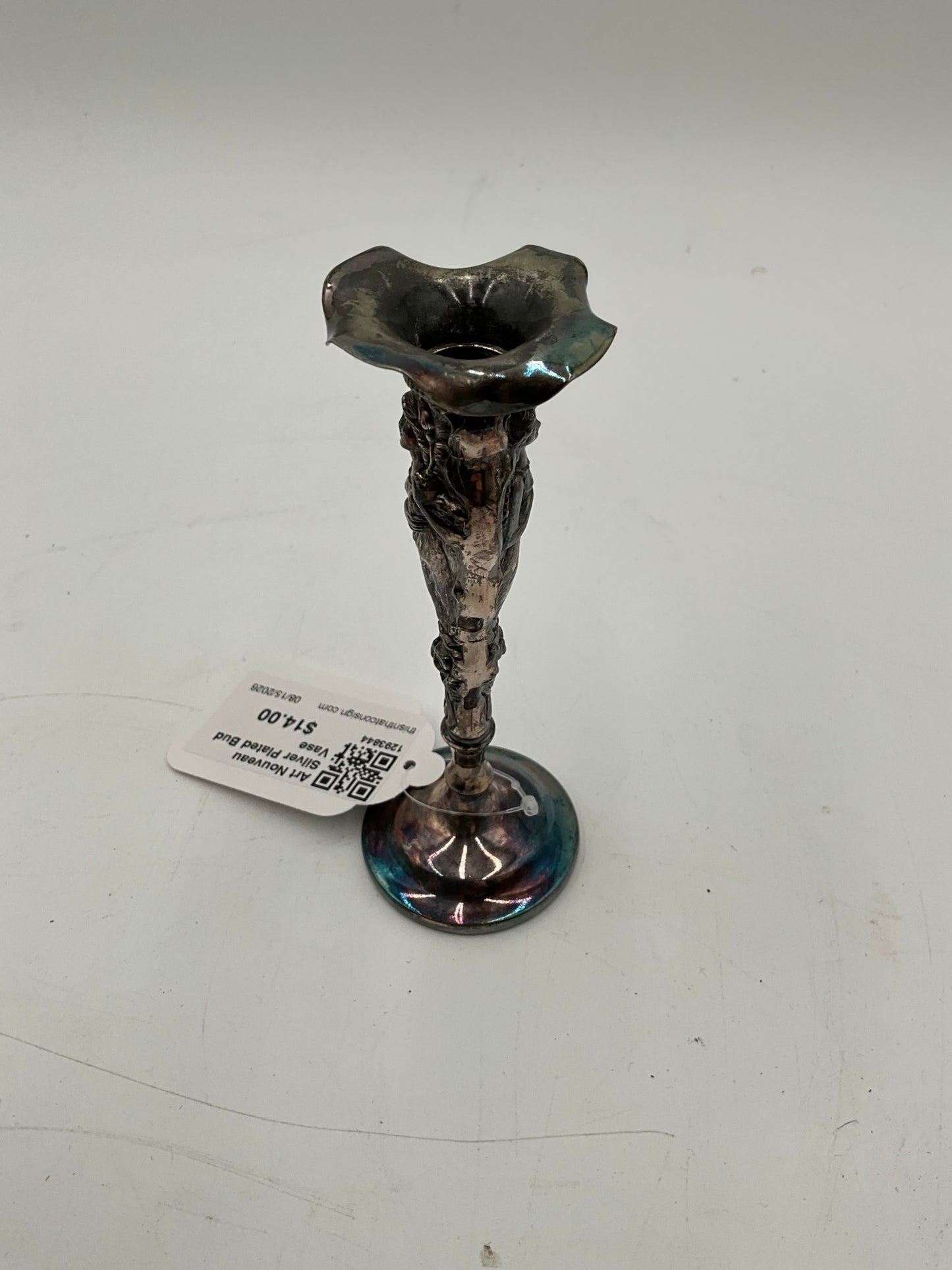 Art Nouveau Silver Plated Bud Vase