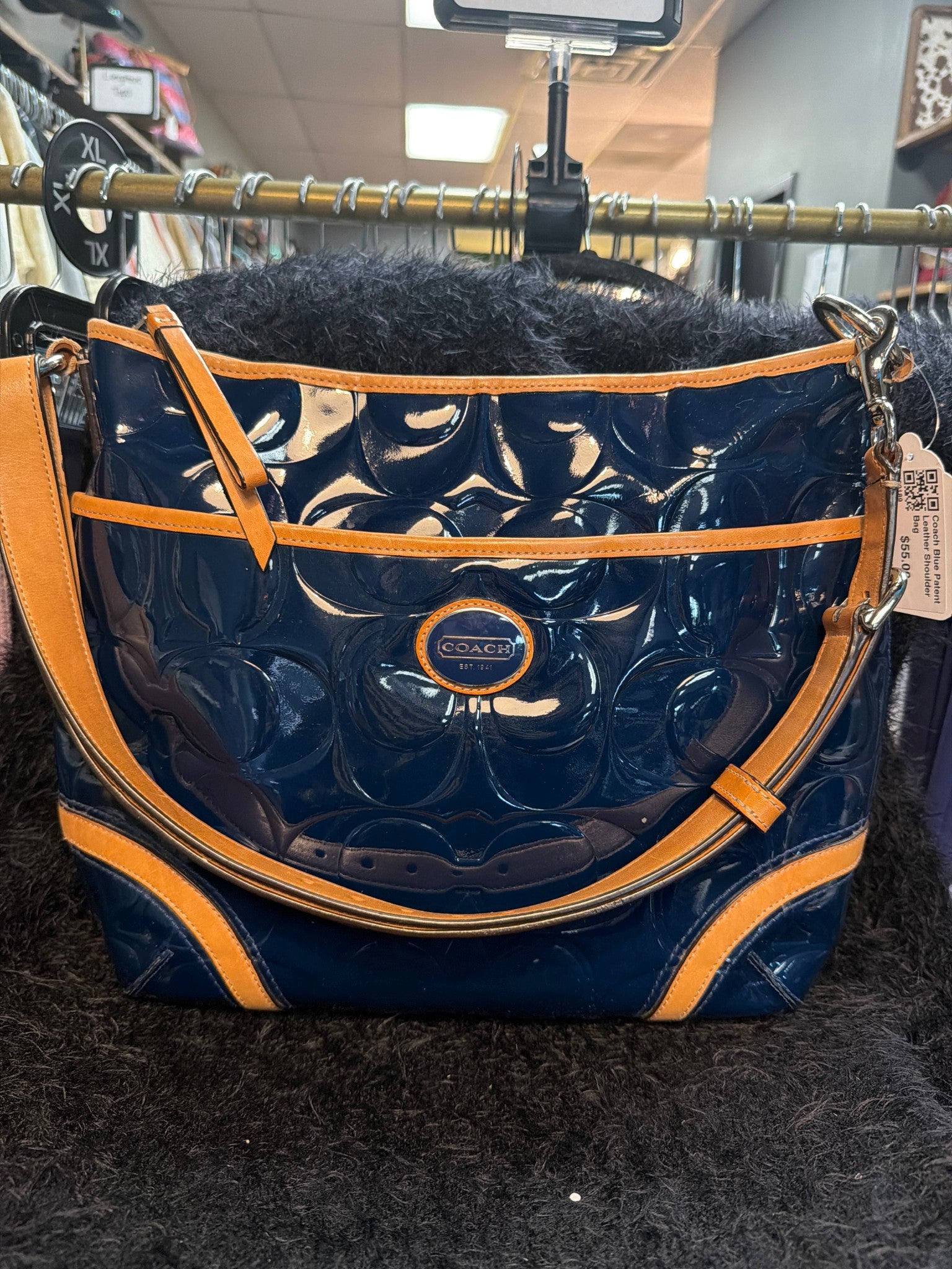 Coach Blue Patent Leather Shoulder Bag