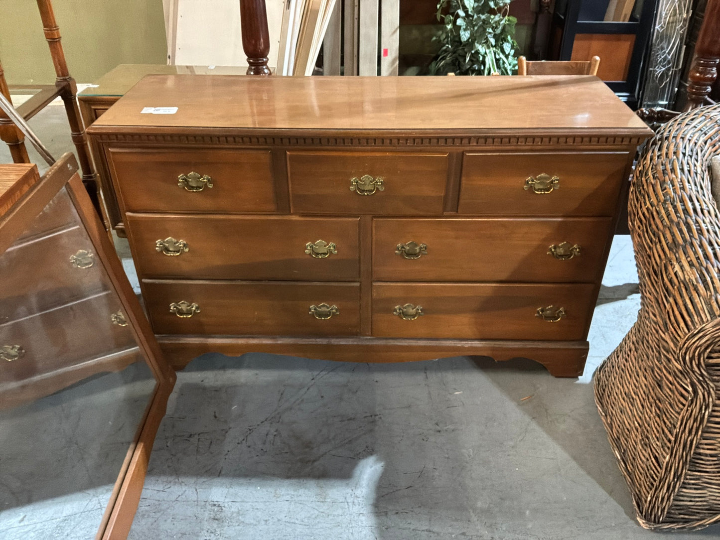 Dark Wood Dresser W/ Mirror