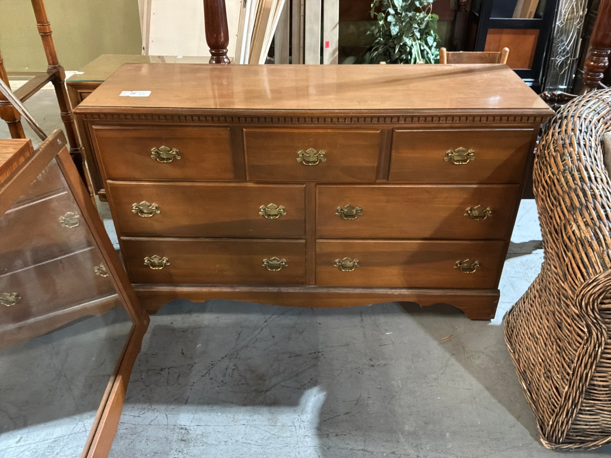 Dark Wood Dresser W/ Mirror