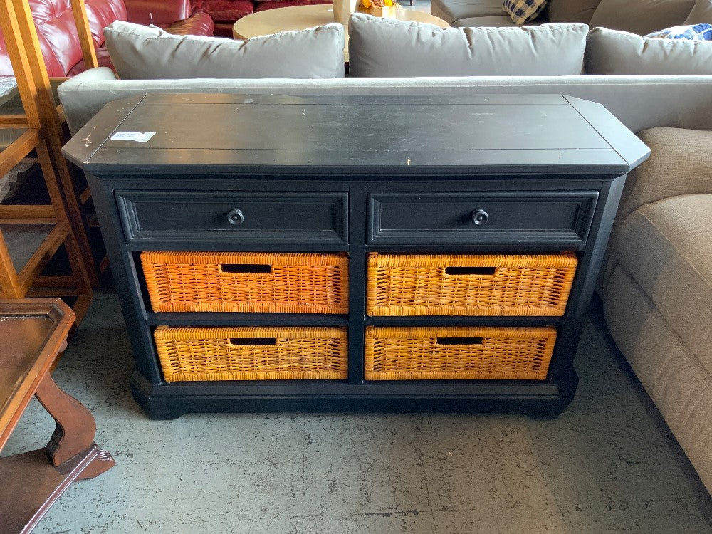 Black Console Table with Baskets