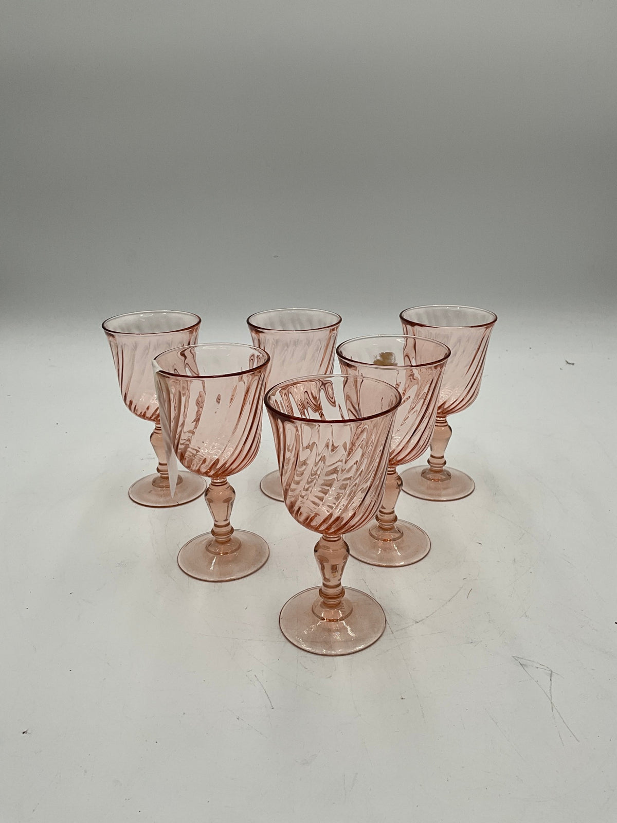 6pc Pink Wine Glass Set