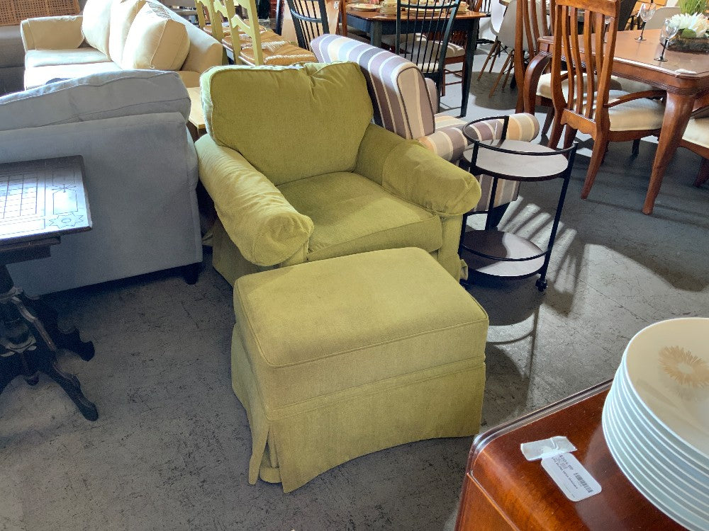 Calico Corner Green Chair with Ottoman