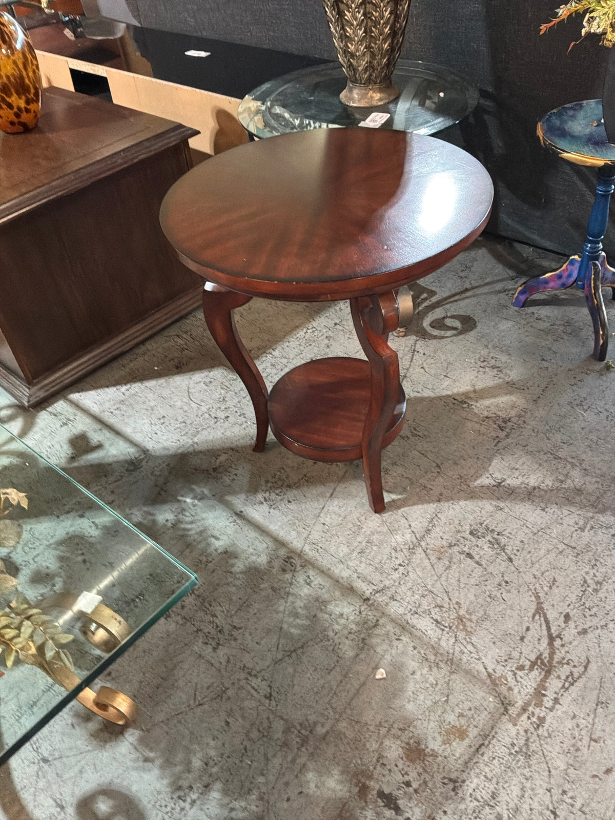 Cherry Wood Round Accent Table