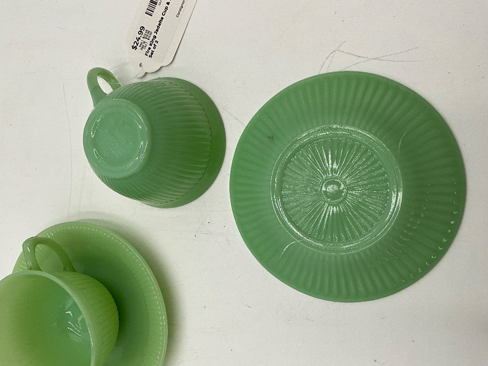 Fire King Jadeite Cup & Saucer Set of 2