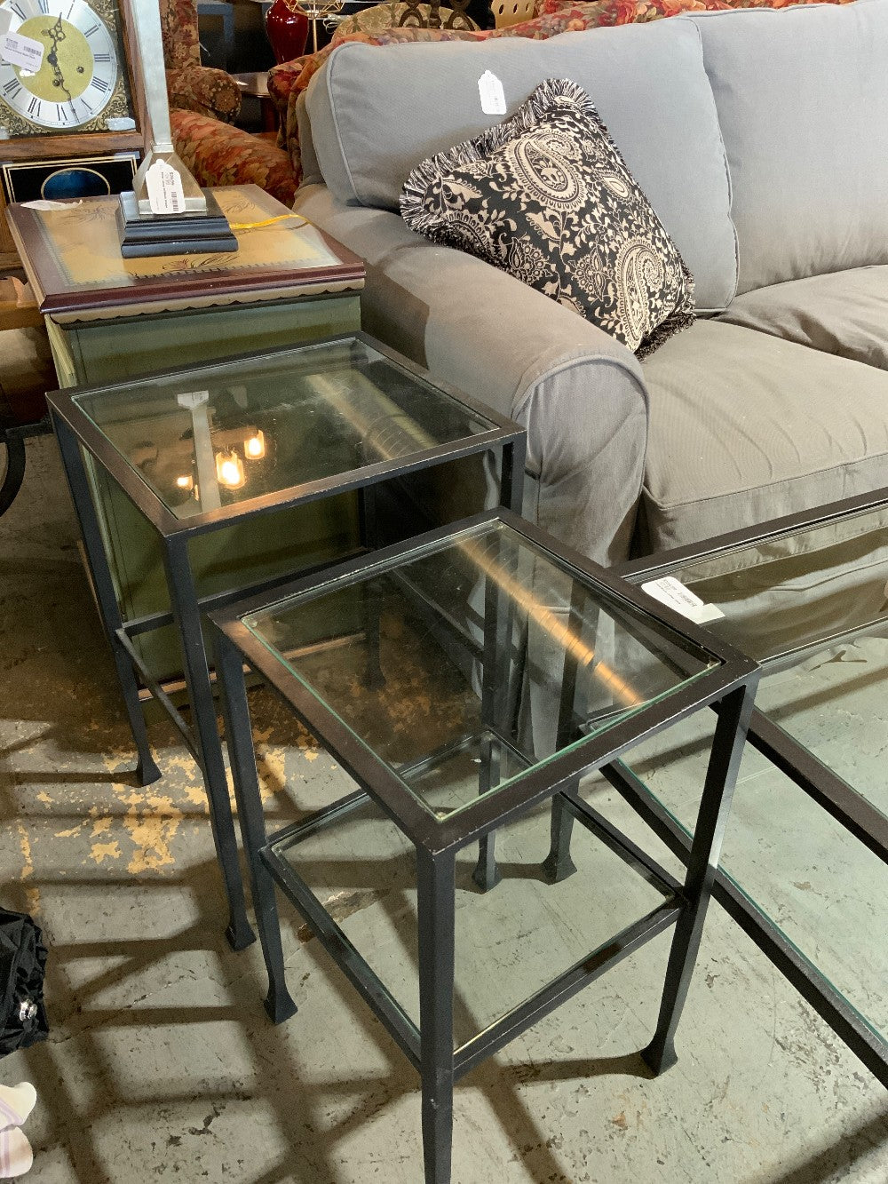Glass/Black Nesting Table