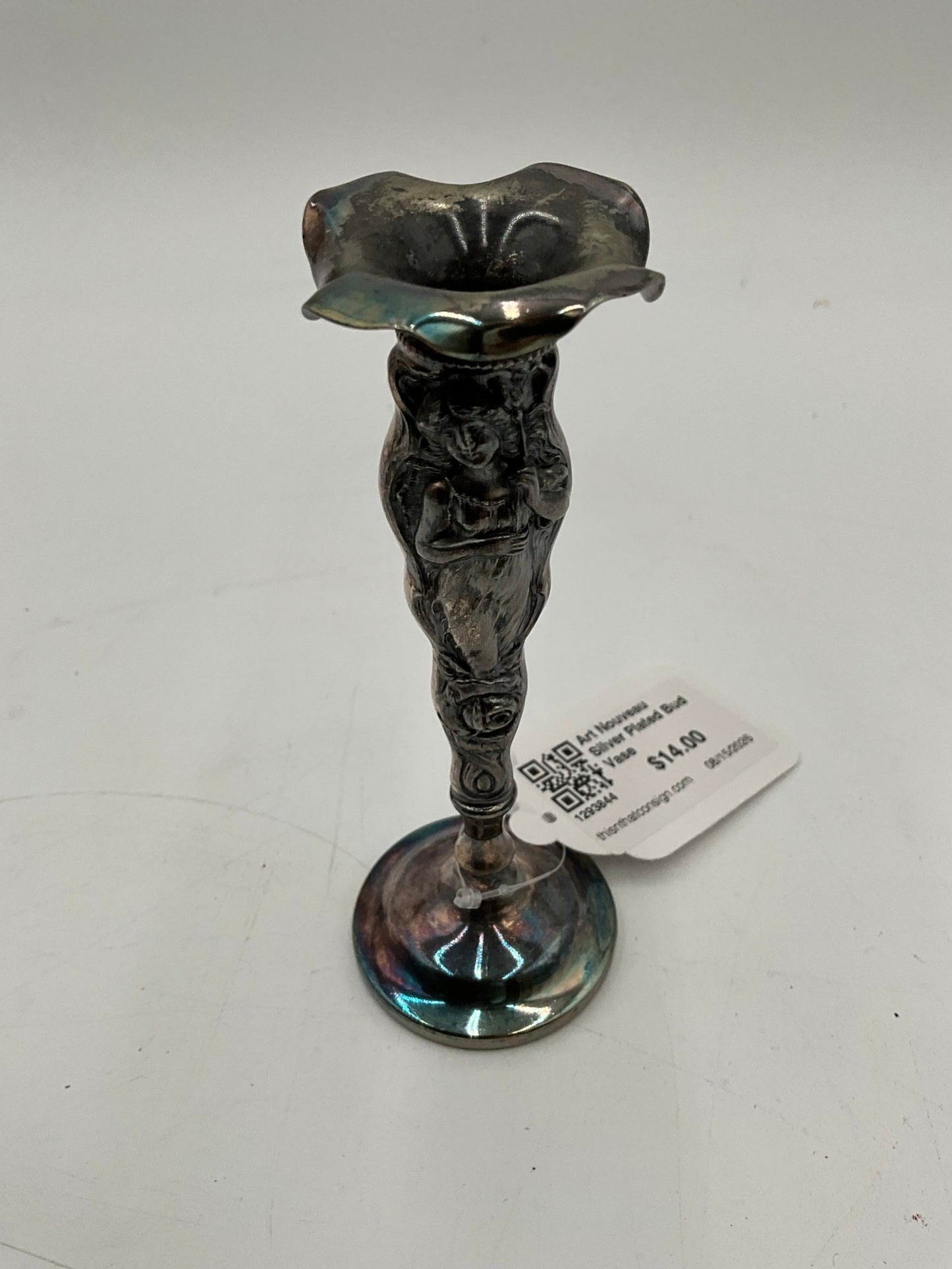 Art Nouveau Silver Plated Bud Vase