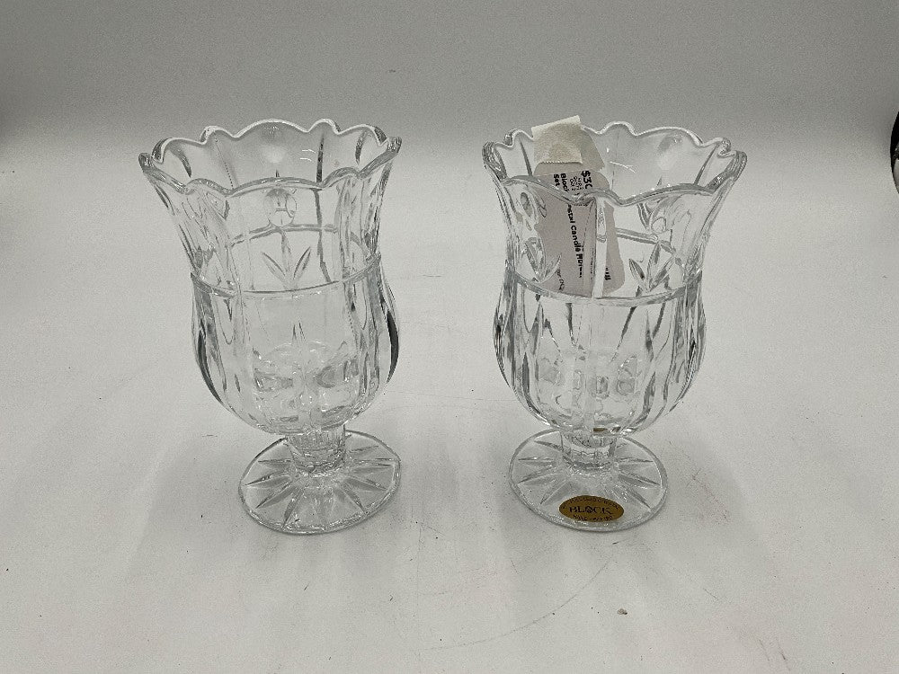 Block Crystal Candle Holder Set of 2