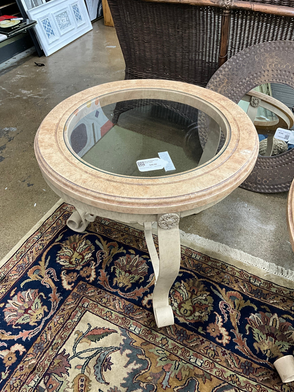 Round Glass Top End Table