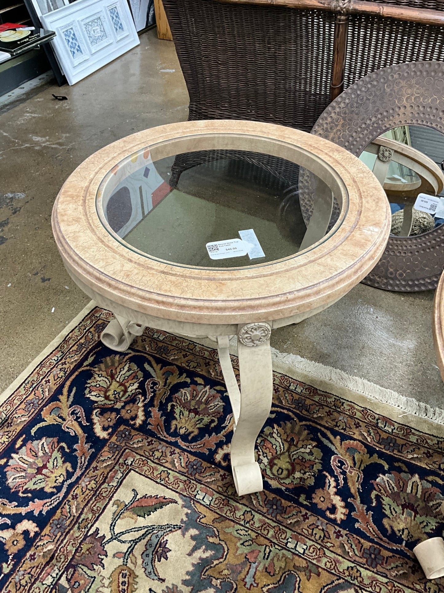 Round Glass Top End Table