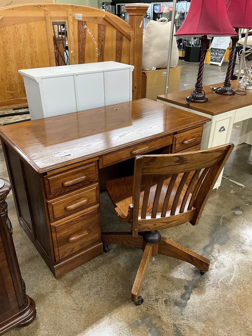 Solid Oak Desk w/ Chair
