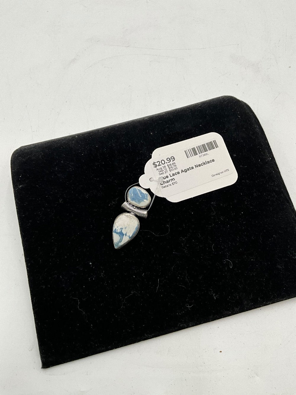 Blue Lace Agate Necklace Charm