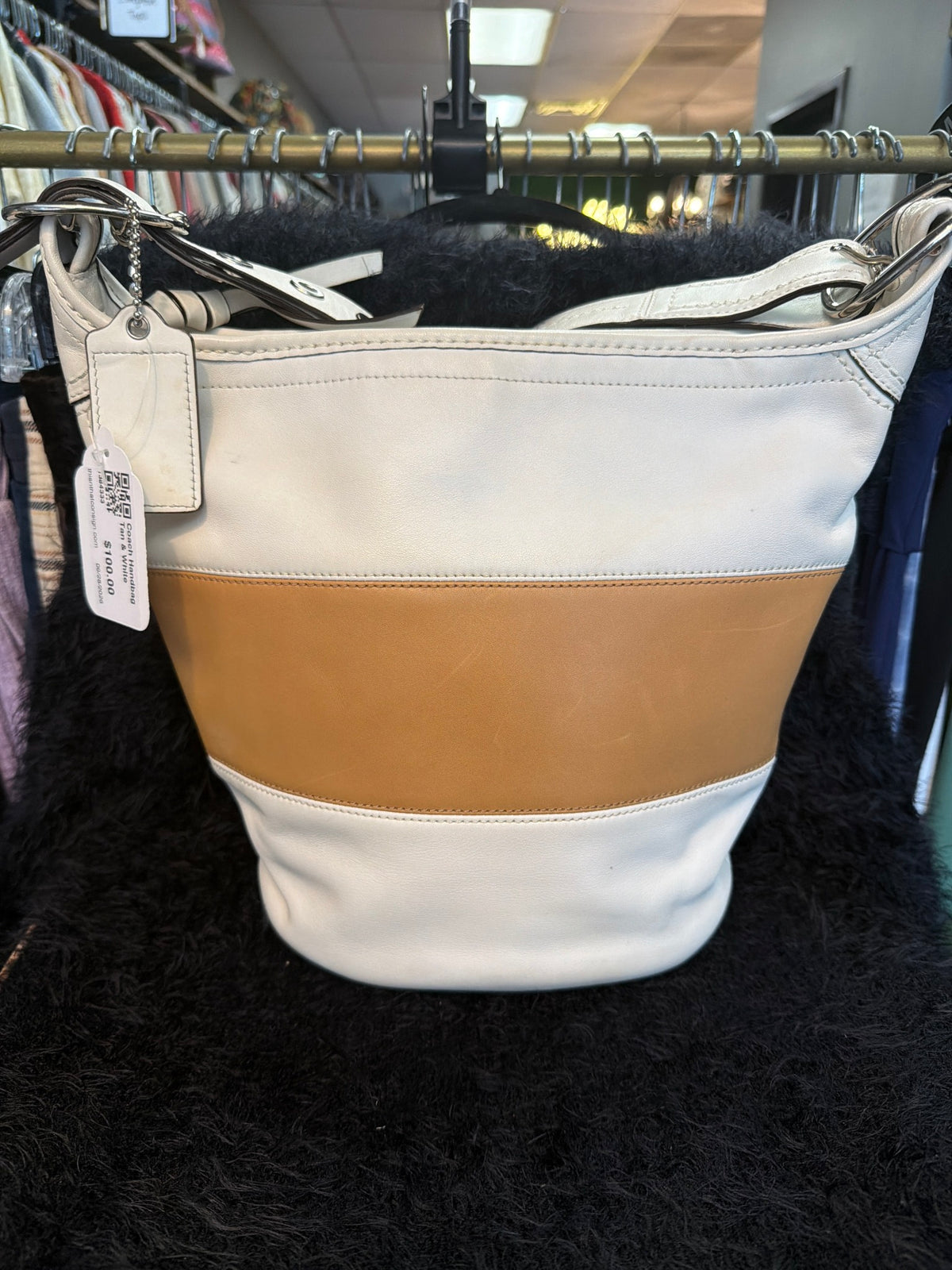 Coach Handbag Tan & White