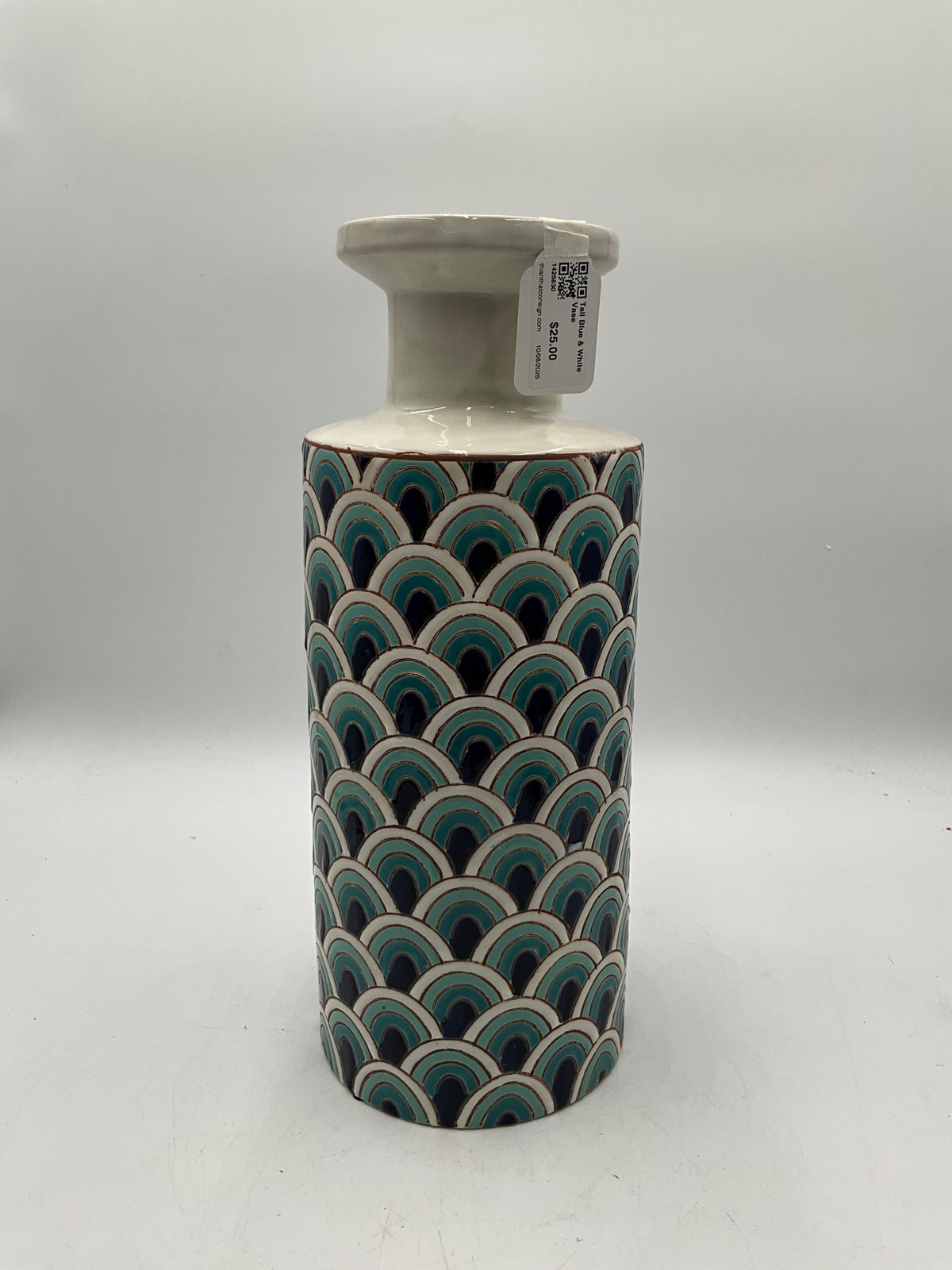 Tall Blue & White Vase