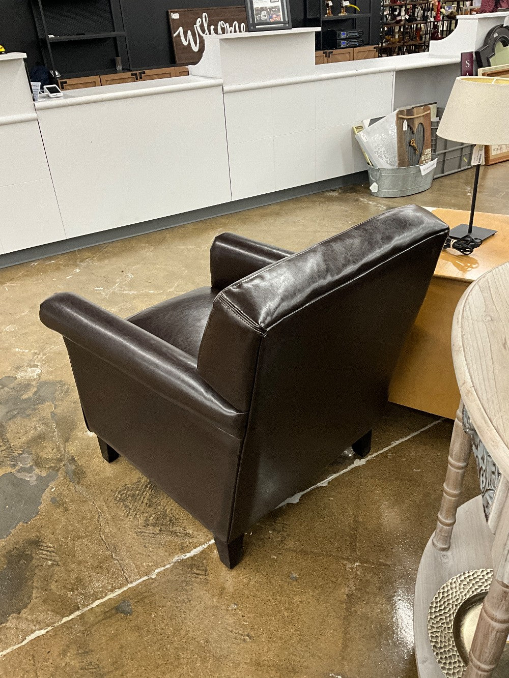 Dark Brown Faux Leather Chair